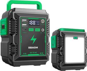 New item　SBAOH ポータブル電源 20000mAh/74Wh 家庭蓄電池 AC/DC/USB出力 発電機 USB急速充電LEDLight vehicle中泊 キャンプ アウトドア