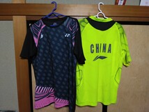 YONEX ヨネックス 練習着 ユニフォーム バドミントン 中古 まとめ売り O LL XL 格安 ポロシャツ ゲームシャツ Tシャツ リンダン LIN DAN 黄_画像2