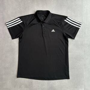 adidas Adidas Golf одежда рубашка-поло с коротким рукавом s Lee полоса черный мужской L