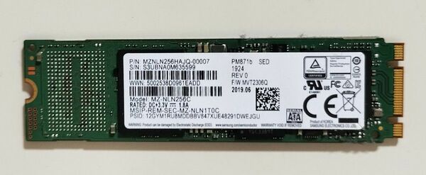 SAMSUNG M.2 SATA SSD 256GB MZ-NL N256C SSD