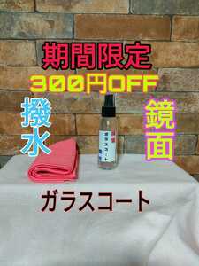 数量限定３００円OFF！鏡面　撥水　ガラスコーティング剤　簡単施工　プロ用 100ml マイクロファイバー