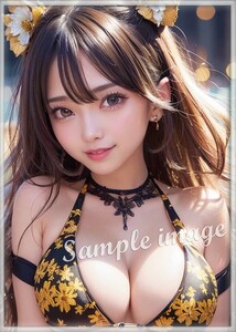 AB◇ビキニ金髪美女◇101円スタート◇[高解像度]◇A4写真用光沢紙◇4712◇グラビアイラストアートポスター◇