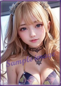 AB◇ビキニ金髪美女◇101円スタート◇[高解像度]◇A4写真用光沢紙◇4709◇グラビアイラストアートポスター◇