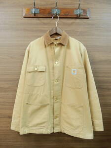 ◆ OLD USA製 カーハート CARHARTT 褪色 ブラウン ダック カバーオール ジャケット 38サイズ 裏地無し オールド VINTAGE 80S 90S