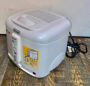 【No.724】DeLonghi デロンギ F027 コンパクト電気フライヤー 廃油パイプ付き 美品 中古品