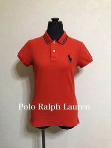【美品】 Polo Ralph Lauren Golf ポロ ラルフローレン レディース ゴルフ ウェア ビッグポニー トップス サイズS 半袖 橙