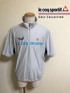 【美品】 le coq sportif GOLF ルコック ゴルフ コレクション ウインド ハーフジップ プルオーバ トップス サイズL 半袖 QG6627 デサント