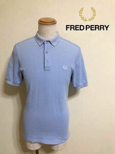 FRED PERRY フレッドペリー スリムフィット 鹿の子 ポロシャツ トップス 半袖 サイズM ライトブルー