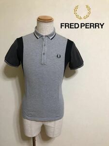 FRED PERRY フレッドペリー 鹿の子 ポロシャツ 半袖 トップス グレー サイズS ヒットユニオン 日本製 FZ1253