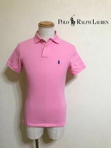【良品】 Polo Ralph Lauren ポロ ラルフローレン スリムフィット 鹿の子 ポロシャツ トップス サイズS 半袖 ピンク170/92A