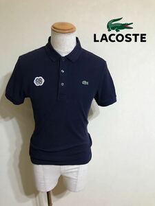 LACOSTE ラコステ オリンピック ヘリテイジ 鹿の子 ポロシャツ トップス サイズ3 半袖 ネイビー PH1384L