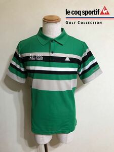 le coq sportif golf ルコック ゴルフ ウェア ボーダー ドライ ポロシャツ トップス サイズL 半袖 緑 黒 白 グレー QG2689 デサント