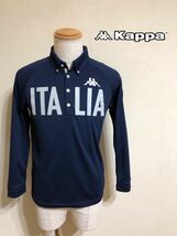 kappa ITALIA GOLF カッパ イタリア ゴルフ ウェア ボタンダウン ドライ ポロシャツ トップス サイズM 長袖 ネイビー KG252LS58_画像1