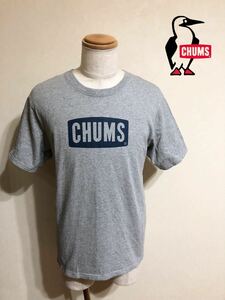 CHUMS チャムス アウトドア ボートロゴ クルーネック Tシャツ トップス サイズL 半袖 グレー CH01-1324