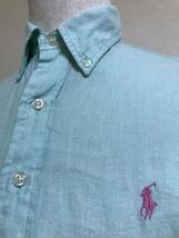 Polo Ralph Lauren ポロ ラルフローレン ボタンダウン コットンシャツ クラシックフィット トップス サイズ XS 半袖 エメラルドグリーン_画像10