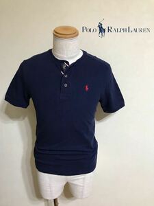 Polo Ralph Lauren ポロ ラルフローレン 鹿の子 ヘンリーネックシャツ ジュニアサイズLG (14-16) 半袖 ネイビー