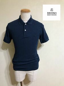 【美品】 BROOKS BROTHERS ブルックス ブラザーズ スリムフィット 鹿の子 ポロシャツ トップス サイズM 半袖 175/100B ネイビー