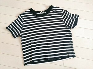 美品　ＧＵ　ボーダーTシャツ　クロップド　Ｌ