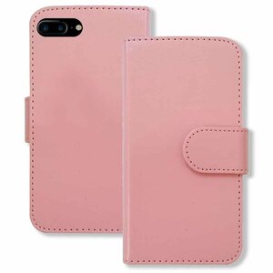 (新品) iPhone7 Plus iPhone8 Plus 手帳型 ケース (ピンク) PUレザー カード収納 フリップ カバー スマホ シンプル f2-m-ip7plus-pk