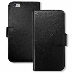 (新品) iPhone6 iPhone6s 手帳型 ケース (ブラック) PUレザー カード収納 フリップ カバー スマホ シンプル おしゃれ f2-m-ip6-bk