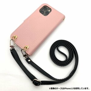 (新品) ZenFone3 ZE520KL スマホショルダー 手帳型 ケース ( くすみピンク×ブラック ) くすみ かわいい