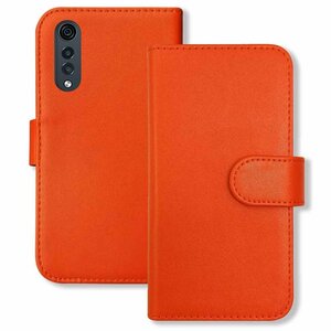 (新品) LG VELVET L-52A 手帳型 ケース (オレンジ) PUレザー カード収納 フリップ カバー スマホ シンプル おしゃれ f2-m-l52a-or
