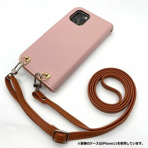 (新品) ZenFone3 ZE520KL スマホショルダー 手帳型 ケース ( くすみピンク×ブラウン ) くすみ かわいい