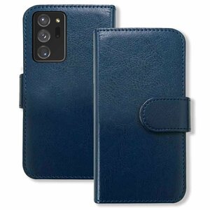 (新品) Galaxy Note20 Ultra 5G SC-53A SCG06 手帳型 ケース (ネイビー) PUレザー カード収納 フリップ カバー スマホ f2-m-sc53a-nv