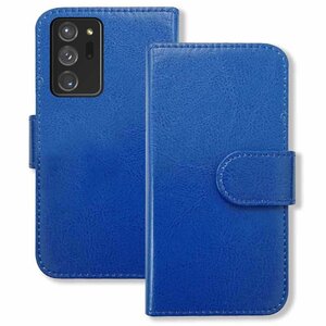 (新品) Galaxy Note20 Ultra 5G SC-53A SCG06手帳型 ケース (ダークブルー) PUレザー カード収納 フリップ カバー スマホ f2-m-sc53a-dbl