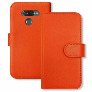 (新品) LG K50 手帳型 ケース (オレンジ) PUレザー カード収納 フリップ カバー スマホ シンプル おしゃれ f2-m-lgk50-or