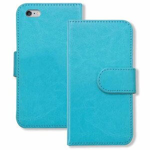 (新品) iPhone6 Plus / 6s Plus 手帳型 ケース (ブルー) PUレザー カード収納 フリップ カバー スマホ シンプル おしゃれ f2-m-ip6plus-bl