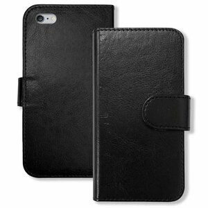 (新品) iPhone6 Plus / 6s Plus 手帳型 ケース (ブラック) PUレザー カード収納 フリップ カバー スマホ シンプル f2-m-ip6plus-bk