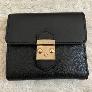 【新品・完売品】フルラ 三つ折財布 FURLA メトロポリス レザー ブラック 小銭入れ レザー ウォレット