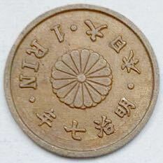 参考品　レプリカ　1厘銅貨　明治7年　傾打