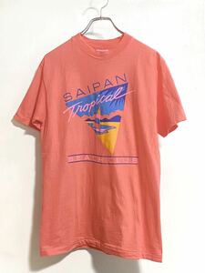 80's Hanes ヘインズ BEEFY-T ビーフィーT ビンテージ スーベニア Tシャツ サイパン ビーチクラブ USA製 ピンク M