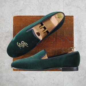  unused * Lloyd foot wear SIZE 8[ present regular price Y26,400-* room shoes / bell bed ] slip-on shoes / deep green / men's /Lloyd Footwear*l719-7