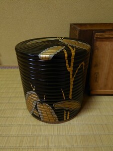 京都吉象堂　笹蒔絵　三段重　／重箱　おせち　正月　蒔絵　京漆器