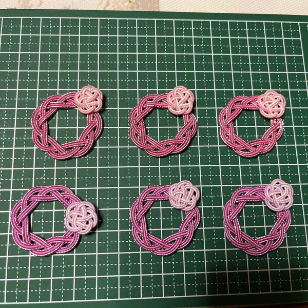 ハンドメイド 水引パーツ 相生結び 梅結び ピンク系