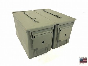 送料無料【米軍放出品】アンモボックス2個セット M2A1 AMMOBOX ミリタリー アンモ缶 アーモ缶 アモカン 工具箱 弾薬箱 (100)AE14AK-W#24