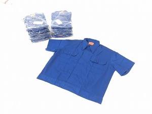[ the US armed forces discharge goods ] unused goods short sleeves shirt L size 20 sheets jacket men's blue / blue (120)*CE14C