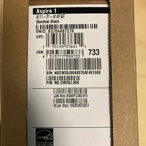 Aspire 1 オブシディアンブラック A111-31-A14PA/F 新品未開封