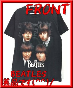 ap00070◆衣類/半袖Tシャツ/Mサイズ/Rock yeah THE BEATLES ザ・ビートルズ/黒/古着