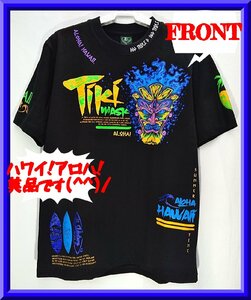 ap00063◆衣類/半袖Tシャツ/Lサイズ/DDD triple-d TikiMASK ティキマスク/黒,青/古着