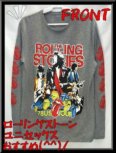 ap00084◆衣類/長袖Tシャツ/Mサイズ/APT.9 THE ROLLING STONES ザ・ローリング・ストーンズ/グレー/古着