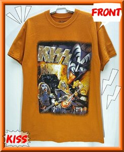 ap00064◆衣類/半袖Tシャツ/Mサイズ/gildan KISS キッス/オレンジ/古着