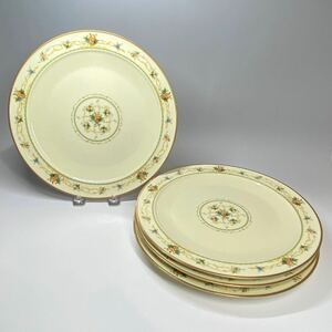 希少シリーズ ノリタケ noritake ノルマンディー normandy 26cm 大皿 花柄 フルーツ 花籠 金彩 食器 プレート 4枚 ディナープレート　