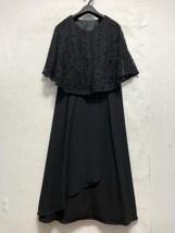 新品☆L黒系♪レース切替ケープ風ワンピース♪前開き♪結婚式・パーティ☆a194_画像2