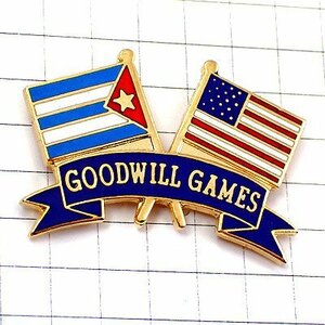 ピンバッジ・キューバ国旗アメリカ星条旗/USAグッドウィルゲームズ試合 CUBA USA GOODWILL-GAMES◆フランス限定ピンズ