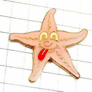 ピンバッジ・ヒトデ舌を出す海星ピンク色あっかんべー STARFISH SMILEY◆フランス限定ピンズ◆レアなヴィンテージものピンバッチ