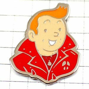 ピンバッジ・タンタンの冒険主人公BD漫画トレンチコート赤 TINTIN HERGE◆フランス限定ピンズ◆レアなヴィンテージものピンバッチ